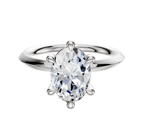 14K White Gold 6 Prong Basket Classic Knife Edge 2.0mm Engagement Ring