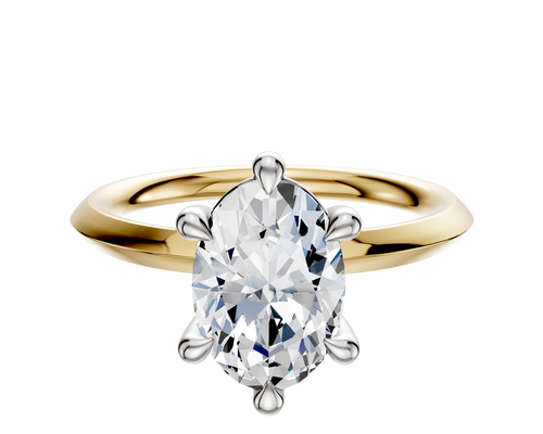 14K Two Tone 6 Prong Basket Classic Knife Edge 2.0mm Engagement Ring