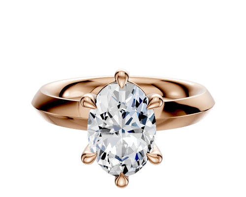 18K Rose Gold 6 Prong Basket Classic Knife Edge 3.0mm Engagement Ring