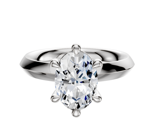 18K White Gold 6 Prong Basket Classic Knife Edge 3.0mm Engagement Ring