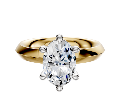 14K Two Tone 6 Prong Basket Classic Knife Edge 3.0mm Engagement Ring