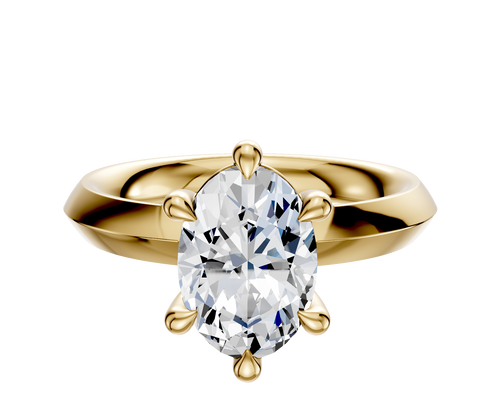 14K Yellow Gold 6 Prong Basket Classic Knife Edge 3.0mm Engagement Ring