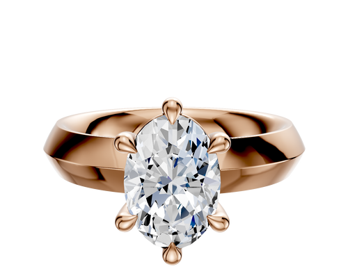 18K Rose Gold 6 Prong Basket Classic Knife Edge 4.0mm Engagement Ring
