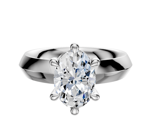 14K White Gold 6 Prong Basket Classic Knife Edge 4.0mm Engagement Ring
