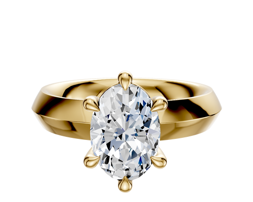 14K Yellow Gold 6 Prong Basket Classic Knife Edge 4.0mm Engagement Ring