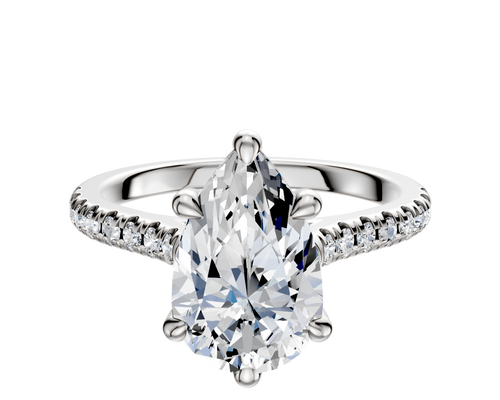 Platinum 6 Prong Basket Cathedral Dome 1-Row-Pave 2.5mm Engagement Ring