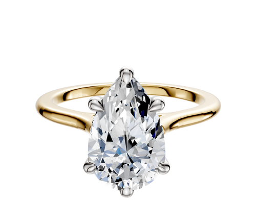 18K Two Tone 6 Prong Basket Cathedral Dome 1.5mm Engagement Ring