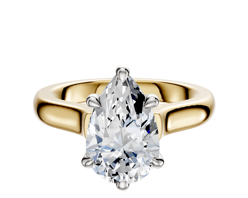 14K Two Tone 6 Prong Basket Cathedral Dome 3.0mm Engagement Ring