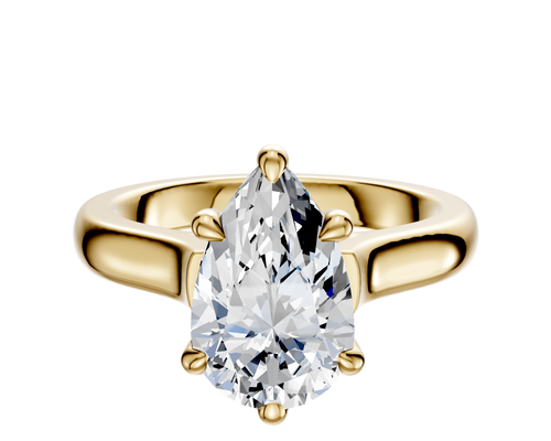 18K Yellow Gold 6 Prong Basket Cathedral Dome 3.0mm Engagement Ring