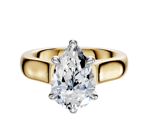 14K Two Tone 6 Prong Basket Cathedral Dome 4.0mm Engagement Ring