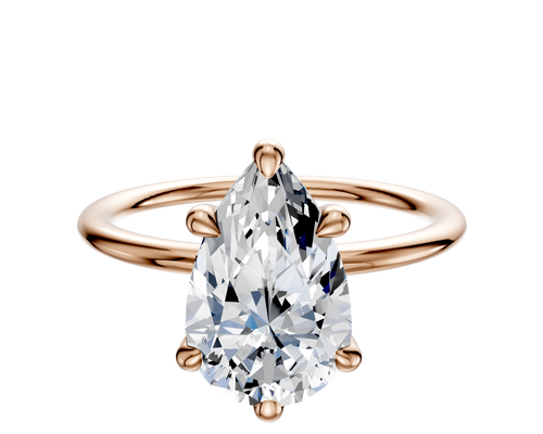 18K Rose Gold 6 Prong Basket Classic Dome 1.5mm Engagement Ring