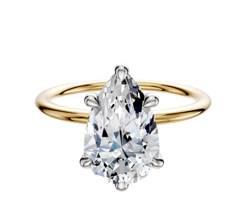 18K Two Tone 6 Prong Basket Classic Dome 1.5mm Engagement Ring