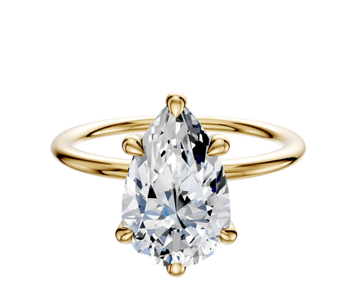 14K Yellow Gold 6 Prong Basket Classic Dome 1.5mm Engagement Ring