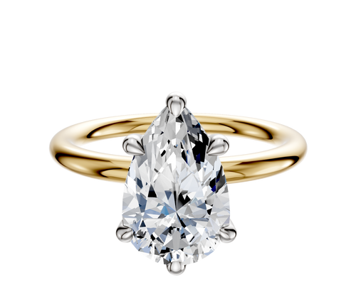 14K Two Tone 6 Prong Basket Classic Dome 2.0mm Engagement Ring