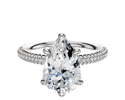 Platinum 6 Prong Basket Classic Dome 3-Row-Pave 2.0mm Engagement Ring