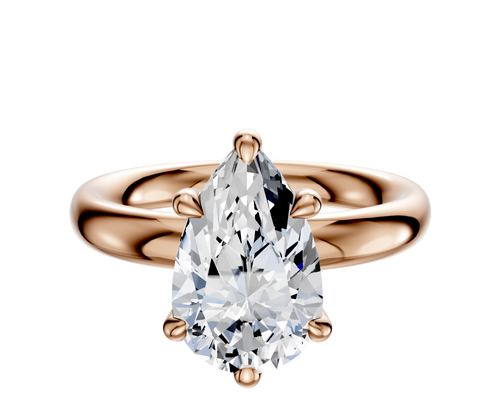 18K Rose Gold 6 Prong Basket Classic Dome 3.0mm Engagement Ring