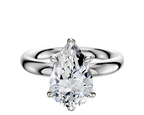 14K White Gold 6 Prong Basket Classic Dome 3.0mm Engagement Ring