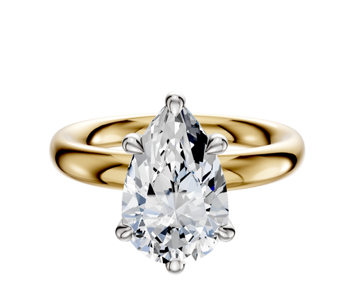 18K Two Tone 6 Prong Basket Classic Dome 3.0mm Engagement Ring
