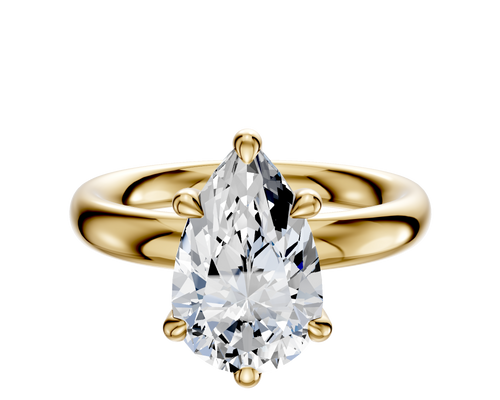 14K Yellow Gold 6 Prong Basket Classic Dome 3.0mm Engagement Ring