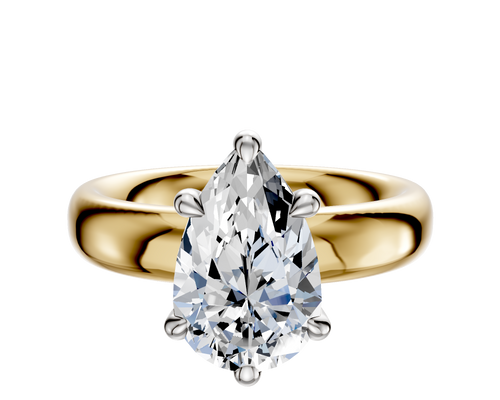 14K Two Tone 6 Prong Basket Classic Dome 4.0mm Engagement Ring