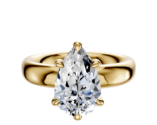 14K Yellow Gold 6 Prong Basket Classic Dome 4.0mm Engagement Ring