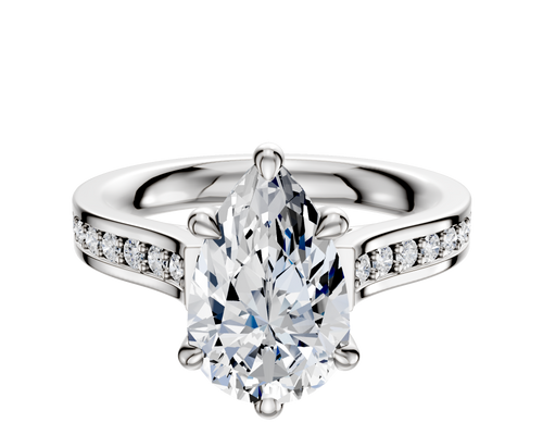 Platinum 6 Prong Basket Cathedral Flat 1-Row-Pave 2.5mm Engagement Ring