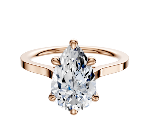 14K Rose Gold 6 Prong Basket Cathedral Flat 1.5mm Engagement Ring