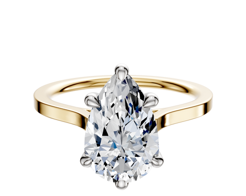 18K Two Tone 6 Prong Basket Cathedral Flat 1.5mm Engagement Ring