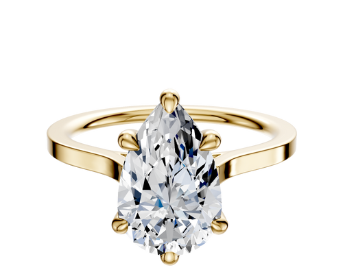 18K Yellow Gold 6 Prong Basket Cathedral Flat 1.5mm Engagement Ring