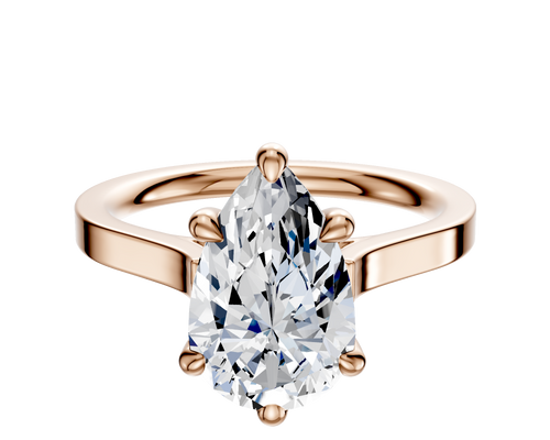 18K Rose Gold 6 Prong Basket Cathedral Flat 2.0mm Engagement Ring
