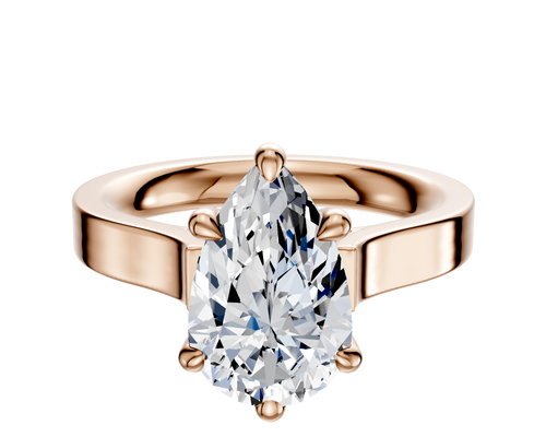 18K Rose Gold 6 Prong Basket Cathedral Flat 3.0mm Engagement Ring