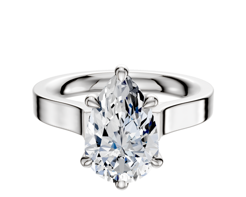 18K White Gold 6 Prong Basket Cathedral Flat 3.0mm Engagement Ring