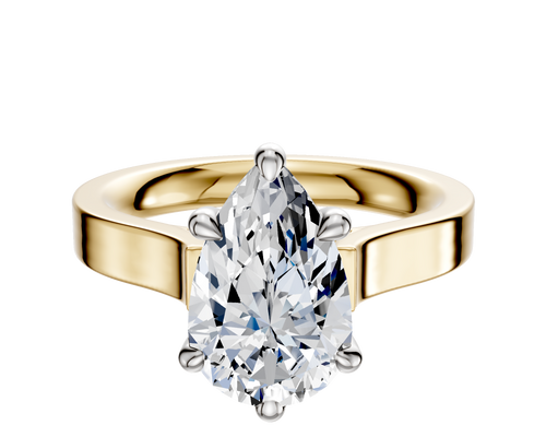 18K Two Tone 6 Prong Basket Cathedral Flat 3.0mm Engagement Ring