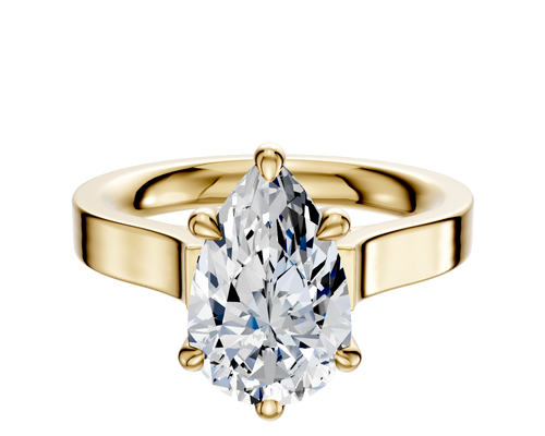 18K Yellow Gold 6 Prong Basket Cathedral Flat 3.0mm Engagement Ring