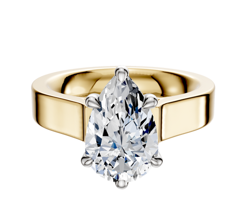 18K Two Tone 6 Prong Basket Cathedral Flat 4.0mm Engagement Ring