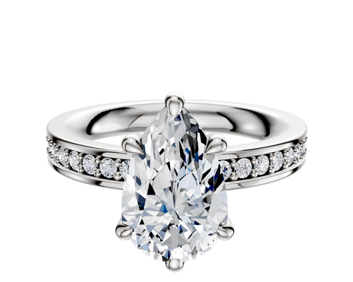 Platinum 6 Prong Basket Classic Flat 1-Row-Pave 2.5mm Engagement Ring