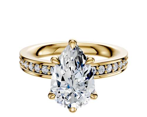 18K Yellow Gold 6 Prong Basket Classic Flat 1-Row-Pave 2.5mm Engagement Ring