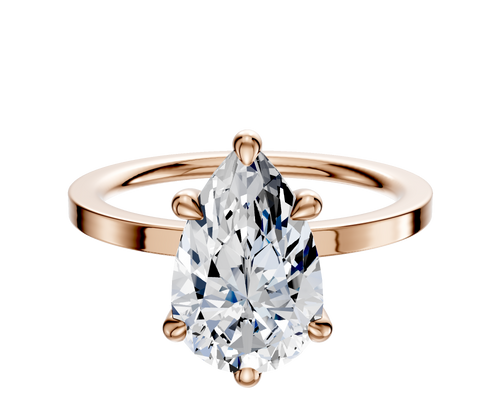 18K Rose Gold 6 Prong Basket Classic Flat 1.5mm Engagement Ring