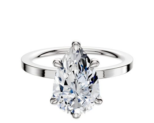 18K White Gold 6 Prong Basket Classic Flat 1.5mm Engagement Ring