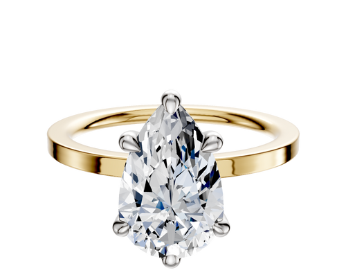 14K Two Tone 6 Prong Basket Classic Flat 1.5mm Engagement Ring