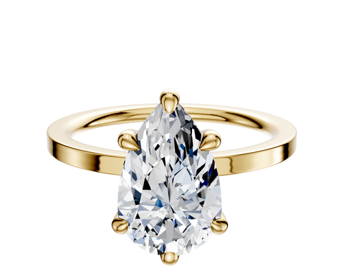 18K Yellow Gold 6 Prong Basket Classic Flat 1.5mm Engagement Ring