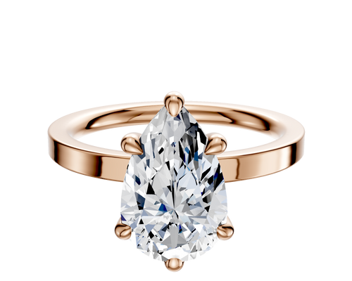18K Rose Gold 6 Prong Basket Classic Flat 2.0mm Engagement Ring