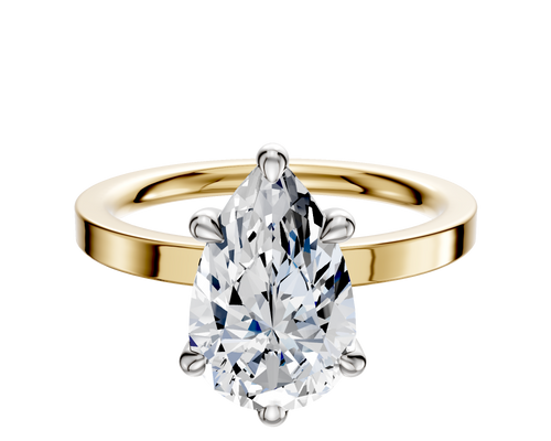 14K Two Tone 6 Prong Basket Classic Flat 2.0mm Engagement Ring