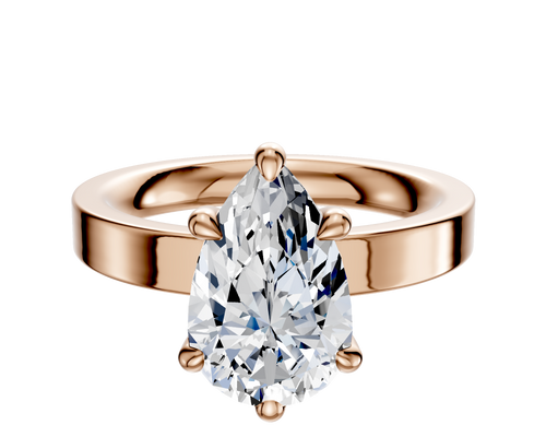 18K Rose Gold 6 Prong Basket Classic Flat 3.0mm Engagement Ring