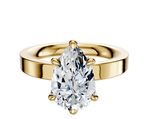 18K Yellow Gold 6 Prong Basket Classic Flat 3.0mm Engagement Ring