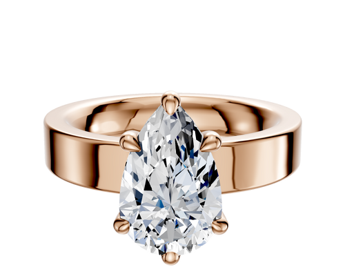 14K Rose Gold 6 Prong Basket Classic Flat 4.0mm Engagement Ring