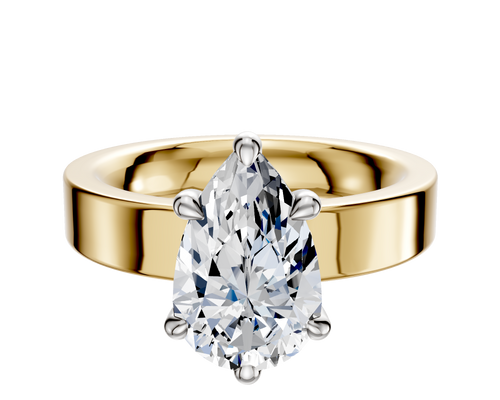 14K Two Tone 6 Prong Basket Classic Flat 4.0mm Engagement Ring