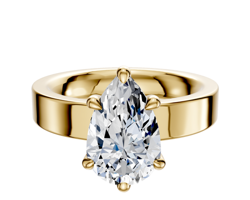 14K Yellow Gold 6 Prong Basket Classic Flat 4.0mm Engagement Ring
