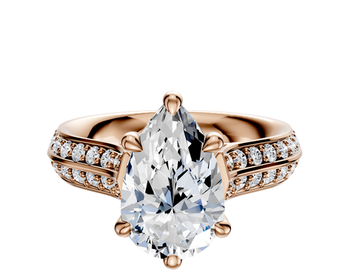 18K Rose Gold 6 Prong Basket Cathedral Knife Edge 1-Row-Pave 2.5mm Engagement Ring