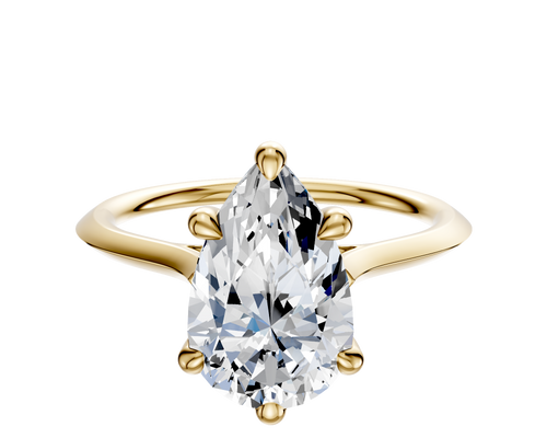 18K Yellow Gold 6 Prong Basket Cathedral Knife Edge 1.5mm Engagement Ring